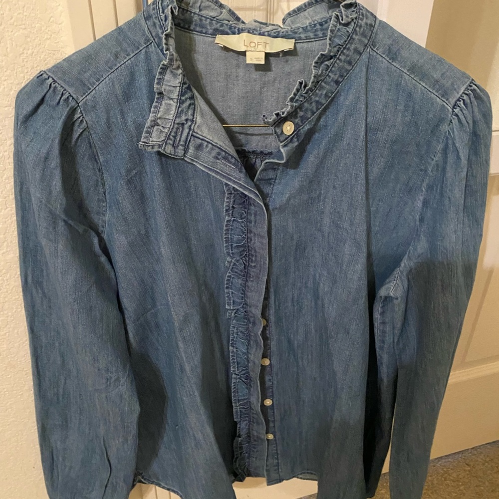 LOFT Blue Denim Blouse